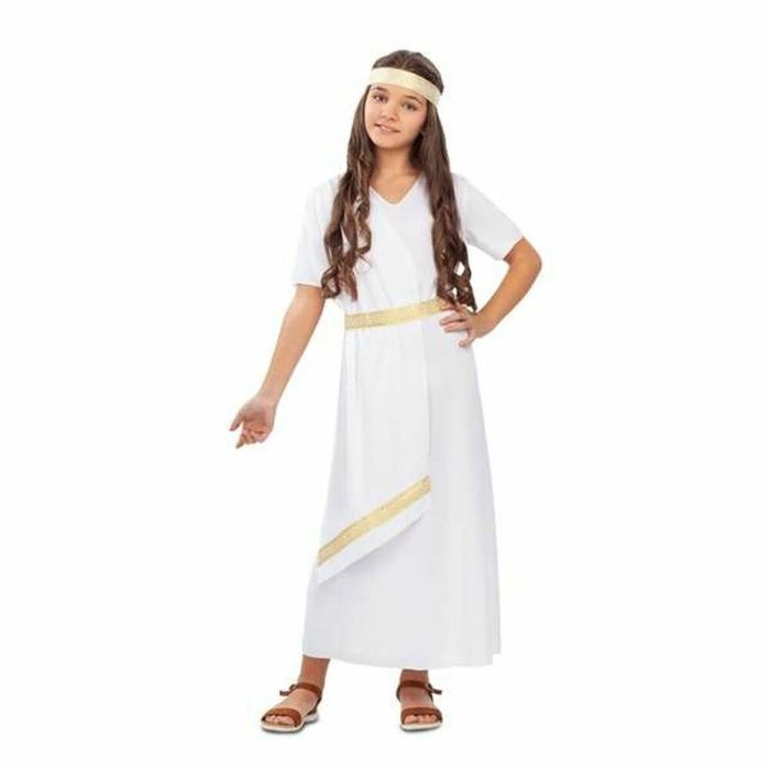 Disfraz Romana Blanca Tocado, Túnica, Manto Y Cinturón Talla 7-9 Y Disfraz Romana Blanca Tocado, Túnica, Manto Y Cinturón Talla 7-9 Y