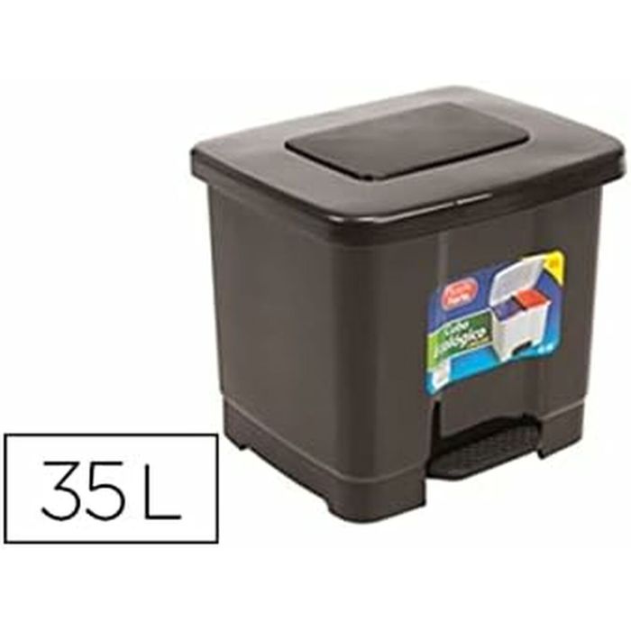Cubo de Basura con Pedal Plastic Forte 1126522 Negro Plástico 30 L 2