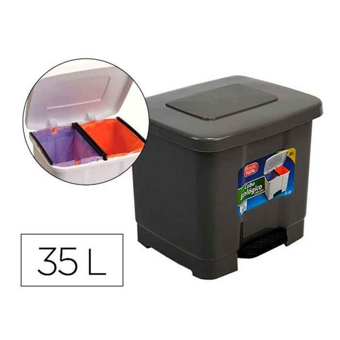 Cubo de Basura con Pedal Plastic Forte 1126522 Negro Plástico 30 L 1