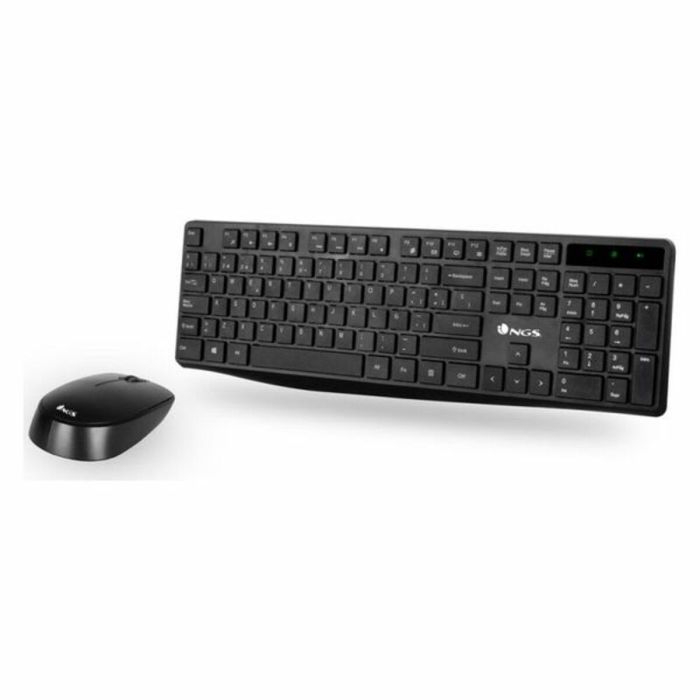 Teclado y Ratón Inalámbrico NGS NGSWIRELESSSETALLUREKIT 1200 dpi 2.4 GHz Negro (1 unidad) 3