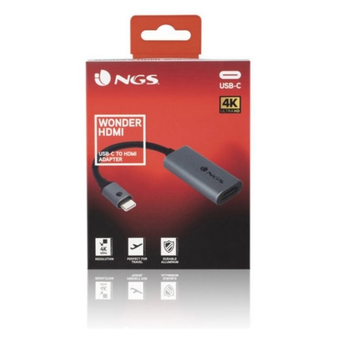Adaptador USB C a HDMI NGS NGS-HUB-0055 Gris 4K Ultra HD Negro Negro/Gris 2