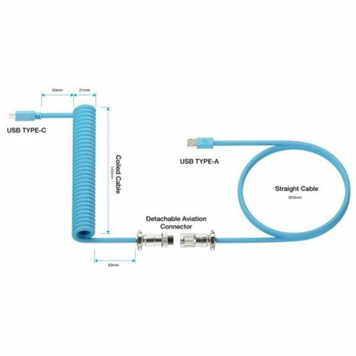 Cable USB A a USB-C Newskill NS-AC-COILC-B Azul 1