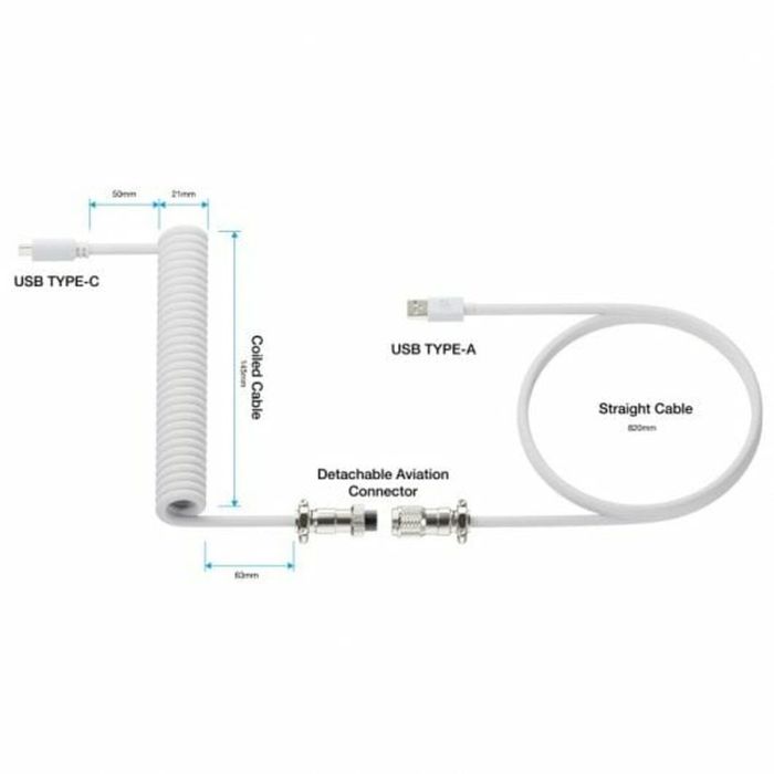 Cable USB A a USB-C Newskill NS-AC-COILC-W Blanco 1