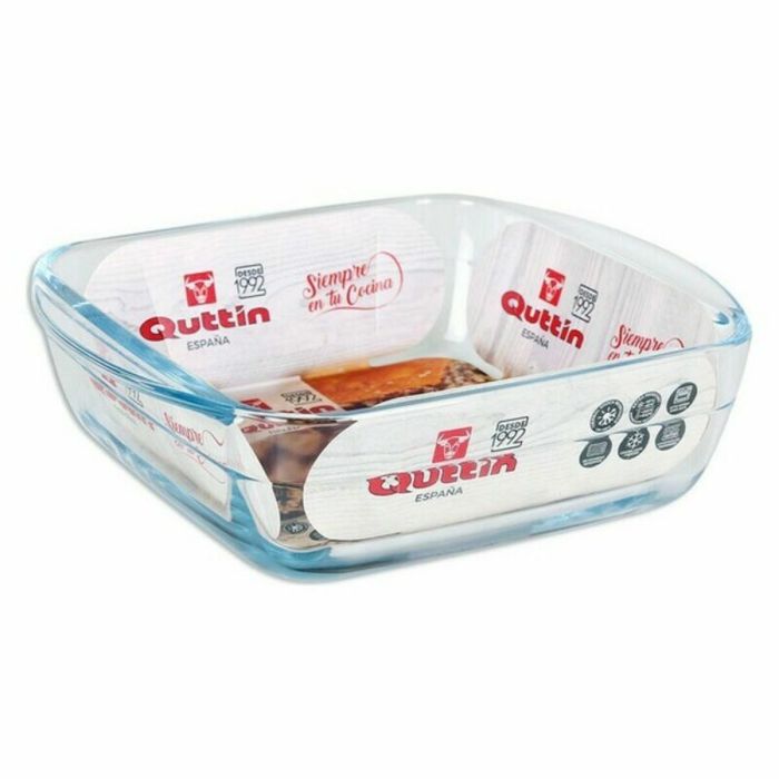 Fuente de Cocina Quttin 66603 1,1 L Vidrio Cuadrado 1,1 L 19,7 x 16,8 x 5,6 cm (10 Unidades) 1