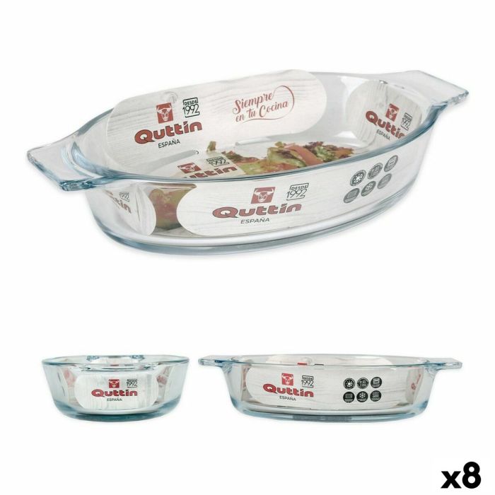 Fuente de Cocina Quttin VEN8435476251502 Oval Vidrio Ovalado 400 ml 20 x 11,5 x 4 cm (8 Unidades) (20 x 11,5 cm)