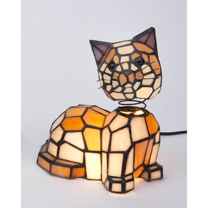 Lámpara de mesa Viro Tiffany Marrón 60 W 13 x 22 x 20 cm Gato 4