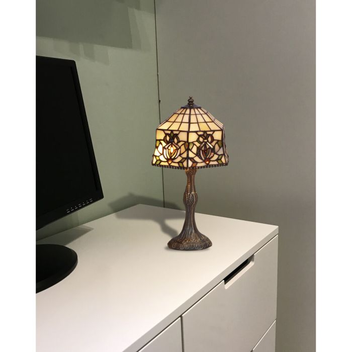 Lámpara de mesa Viro Hexa Marfil Zinc 60 W 20 x 37 x 20 cm 5