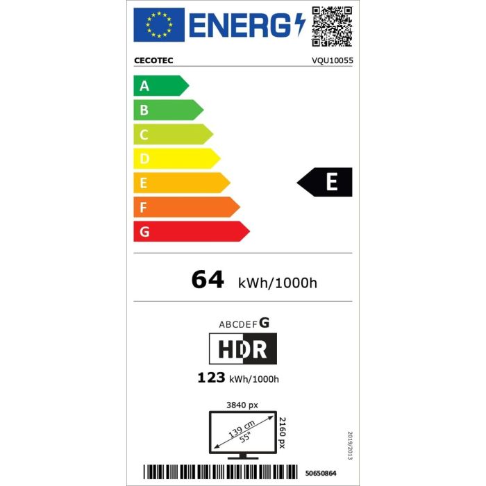 Televisión Cecotec VQU10055 4K Ultra HD HDR10 QLED 7