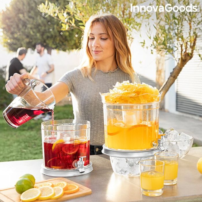 Dispensador de Bebidas Doble con Depósitos de Hielo y Bandeja para Aperitivos InnovaGoods TwinTap (Reacondicionado A+)