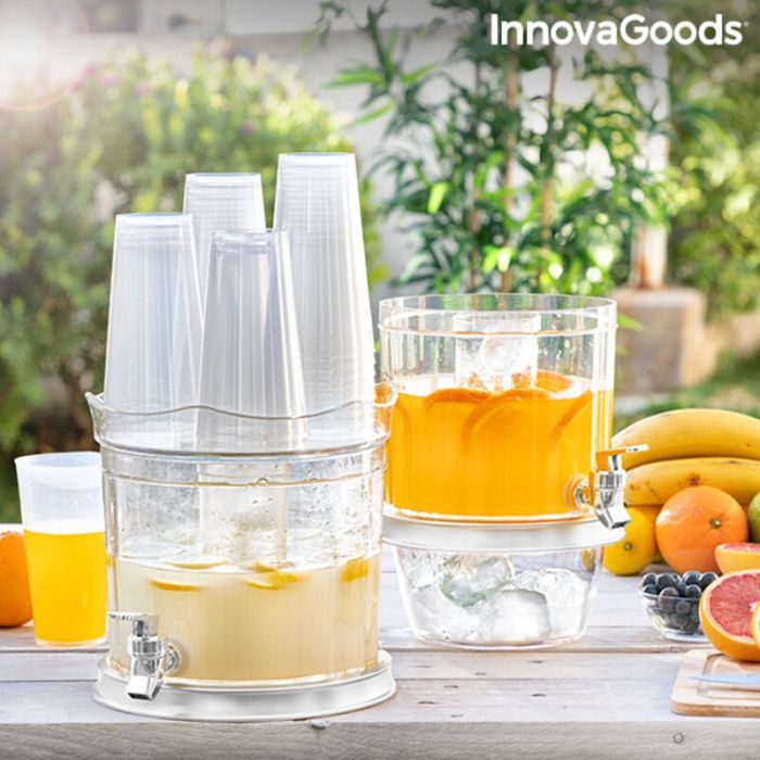 Dispensador de Bebidas Doble con Depósitos de Hielo y Bandeja para Aperitivos InnovaGoods TwinTap (Reacondicionado A+)