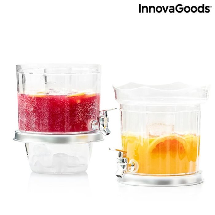 Dispensador de Bebidas Doble con Depósitos de Hielo y Bandeja para Aperitivos InnovaGoods TwinTap (Reacondicionado A+)