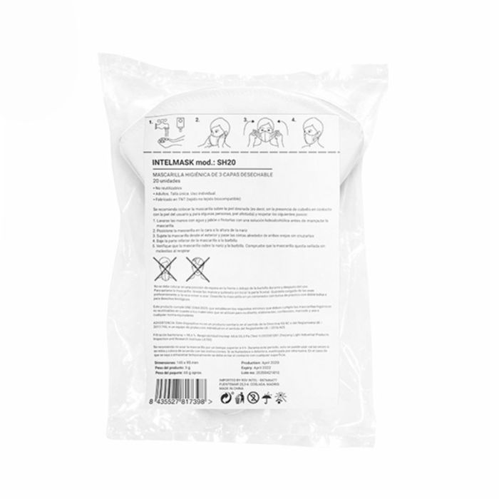 Mascarilla Higiénica Intelmask SH20 Soft Harness (Pack de 20) 1 Mascarilla Higiénica Intelmask SH20 Soft Harness (Pack de 20) 1