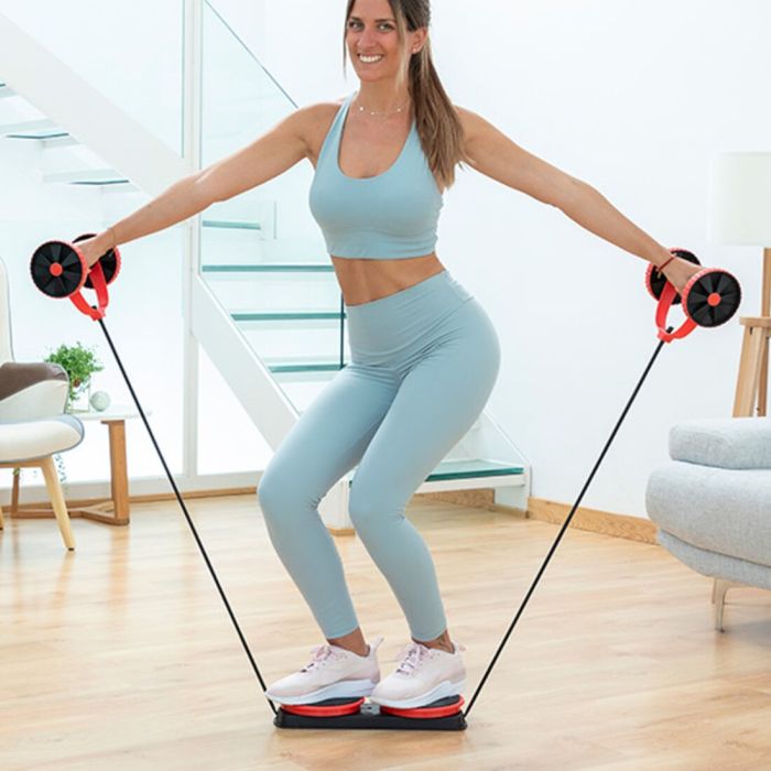 Rodillo Abdominal con Discos Giratorios, Bandas Elásticas y Guía de Ejercicios Twabanarm InnovaGoods Ergonómico (Reacondicionado