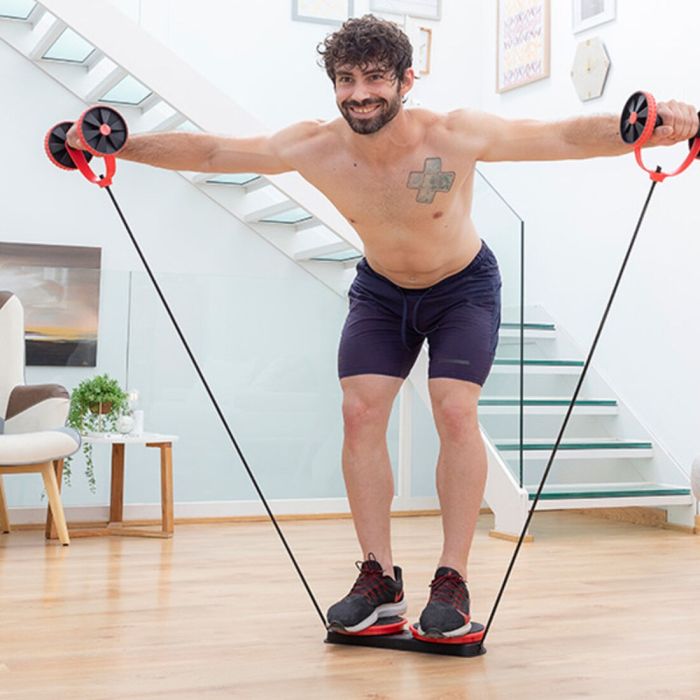 Rodillo Abdominal con Discos Giratorios, Bandas Elásticas y Guía de Ejercicios Twabanarm InnovaGoods Ergonómico (Reacondicionado 10