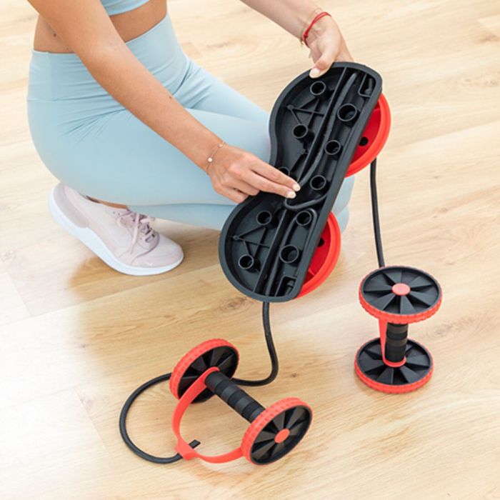 Rodillo Abdominal con Discos Giratorios, Bandas Elásticas y Guía de Ejercicios Twabanarm InnovaGoods Ergonómico (Reacondicionado 4