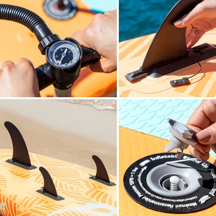 Tabla de Paddle Surf Hinchable 2 en 1 con Asiento y Accesorios Siros InnovaGoods 10'5" 320 cm Naranja (Reacondicionado A+) 9
