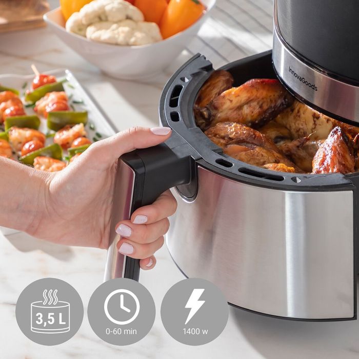 Freidora sin Aceite InnovaGoods Acero Inoxidable Negro 3,5 L 1400 W (Reacondicionado A+) 12 Freidora sin Aceite InnovaGoods Acero Inoxidable Negro 3,5 L 1400 W (Reacondicionado A+) 12
