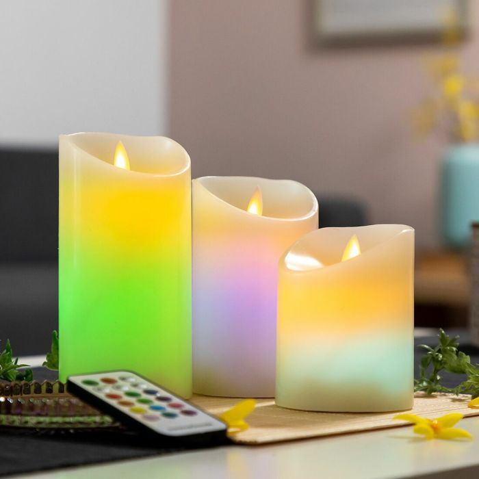 Velas LED Multicolor Efecto Llama con Mando Lendles InnovaGoods 3 Unidades 10
