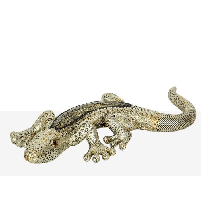 Figura Decorativa Romimex Dorado Resina Lagarto 34 x 6 x 15 cm 1