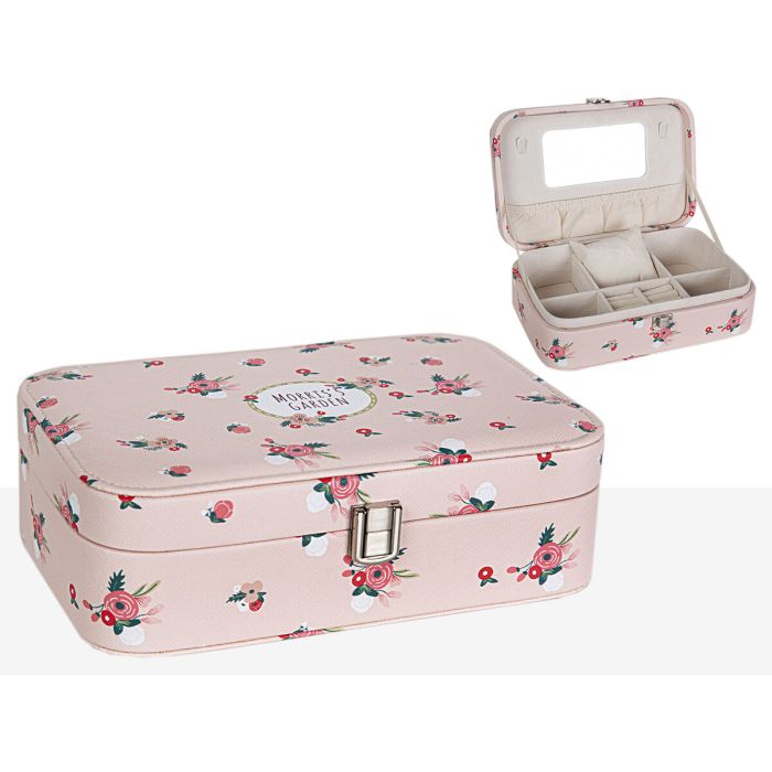 Caja-Joyero Romimex Rosa PVC 22 x 7 x 15 cm Flores