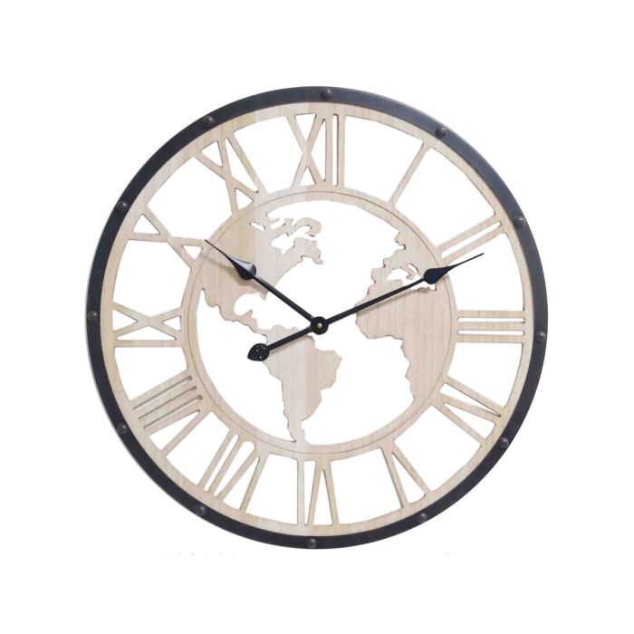 Reloj de Pared Romimex Beige Madera Metal 50 x 50 x 5 cm