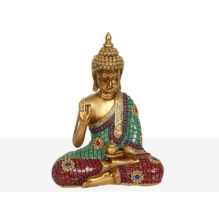 Figura Decorativa Romimex Dorado Resina Buda 22 x 29 x 10 cm 1