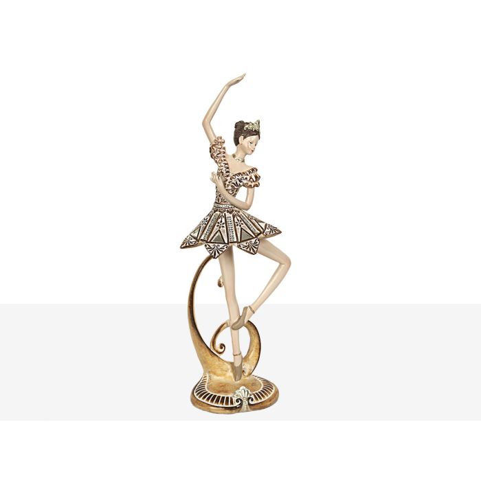 Figura Decorativa Romimex Dorado Resina Bailarina 13 x 38 x 9 cm 1