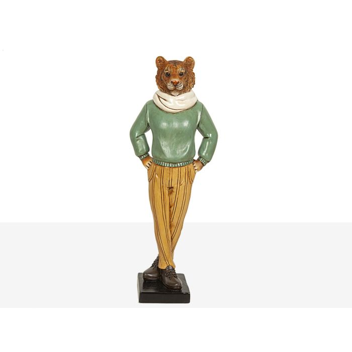 Figura Decorativa Romimex Verde Resina Tigre 14 x 37 x 10 cm 1