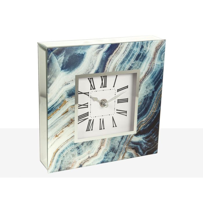 Reloj de Mesa Romimex Azul Plateado Vidrio 20 x 20 x 5 cm 1