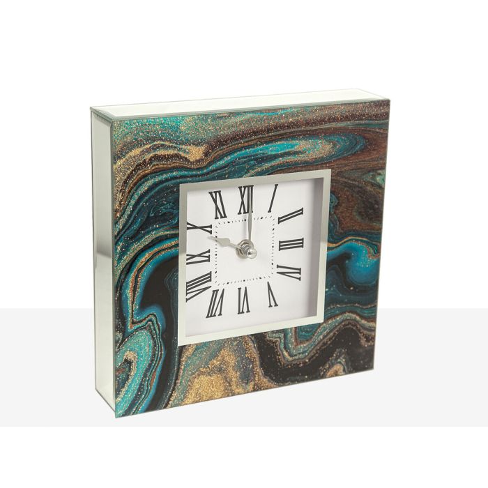 Reloj de Mesa Romimex Azul Dorado Vidrio 20 x 20 x 5 cm 1