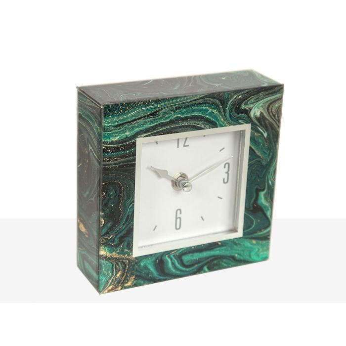 Reloj de Mesa Romimex Verde Transparente Crema Vidrio 14 x 14 x 4 cm 1