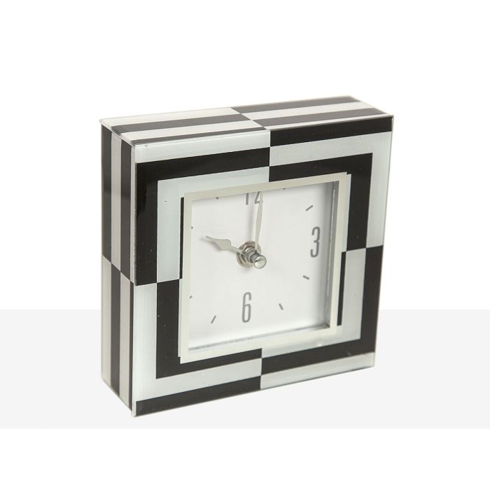 Reloj de Mesa Romimex Blanco Negro Vidrio 14 x 14 x 4 cm 1