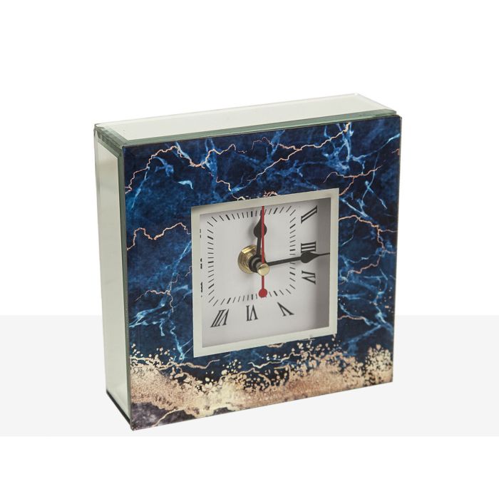 Reloj de Mesa Romimex Azul Dorado Vidrio 14 x 14 x 5 cm 1