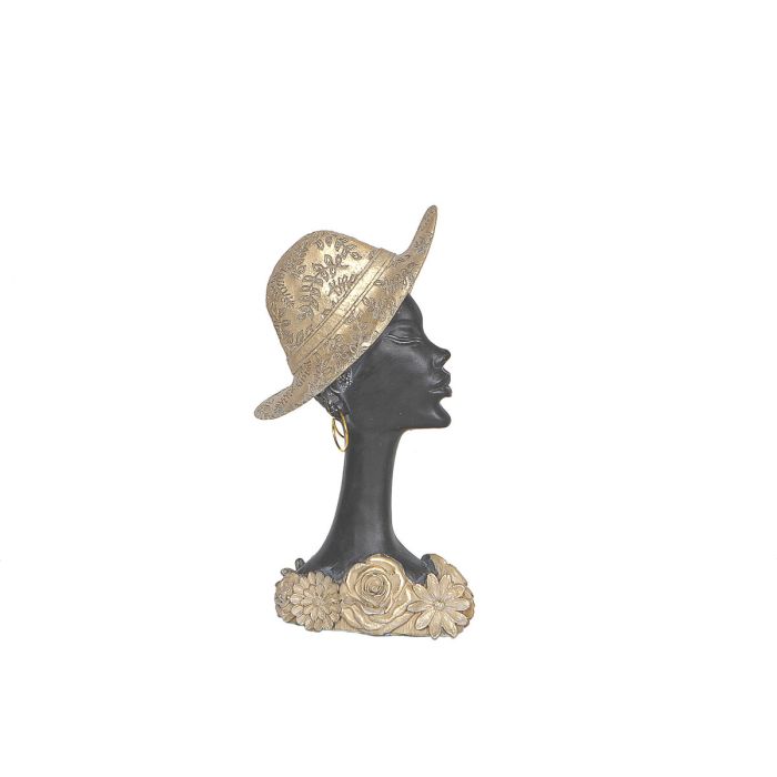 Busto Romimex Marrón Resina Mujer Sombrero 18 x 34 x 7 cm