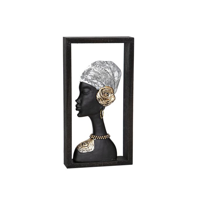 Busto Romimex Marrón Resina Mujer Sombrero 20 x 38 x 6 cm Con marco 1