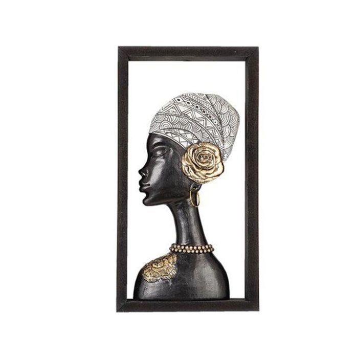 Busto Romimex Marrón Resina Mujer Sombrero 20 x 38 x 6 cm Con marco