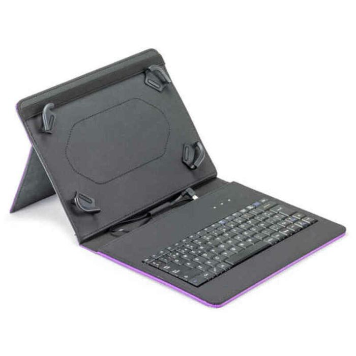 Teclado Bluetooth con Soporte para Tablet Maillon Technologique MTKEYUSBPR2 9.7"-10.2" Negro Qwerty Español Púrpura Español