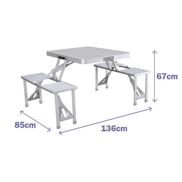 Mesa de picnic Marbueno Aluminio Gris 136 x 67 x 85 cm 1