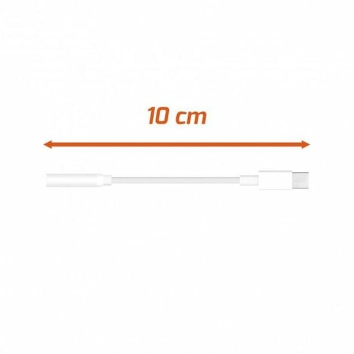 Adaptador USB-C a Jack 3.5 mm PcCom Essential Blanco 10 cm 1
