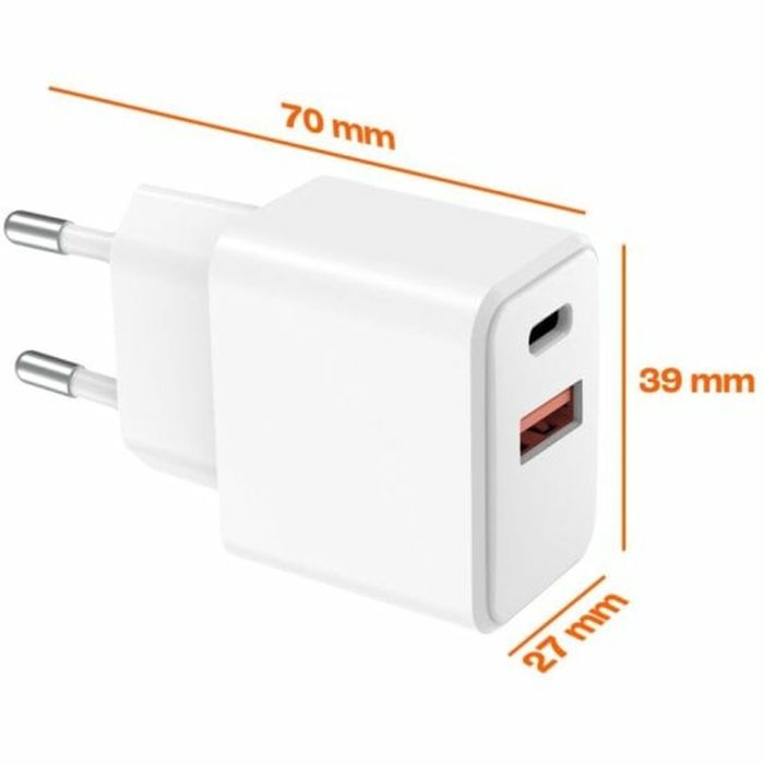 Cargador de Pared PcCom Essential Blanco 20 W USB USB-C 1