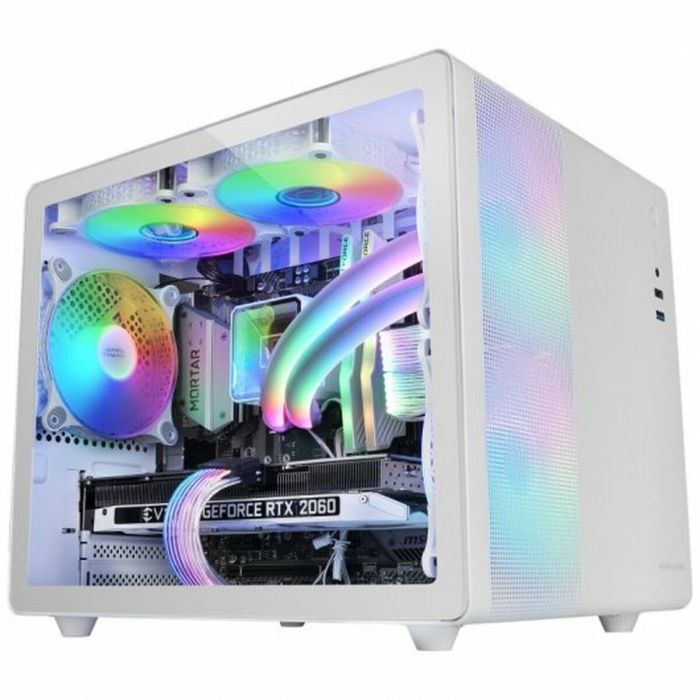 Mars Gaming MC-400 Caja Gaming Compacta Micro-ATX/Mini-ITX Blanca con 3 FRGB, Cristal Templado y Doble Cámara