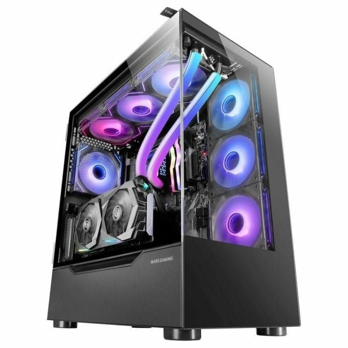 Mars Gaming Mcult E Torre ATX/EATX Caja PC Gaming Negra con Panel Vidrio Templado y Filtros Antipolvo