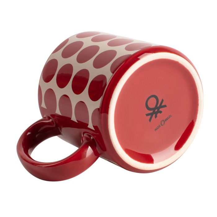 Juego de Tazas Benetton Rojo Gres Topos 4 Piezas 9