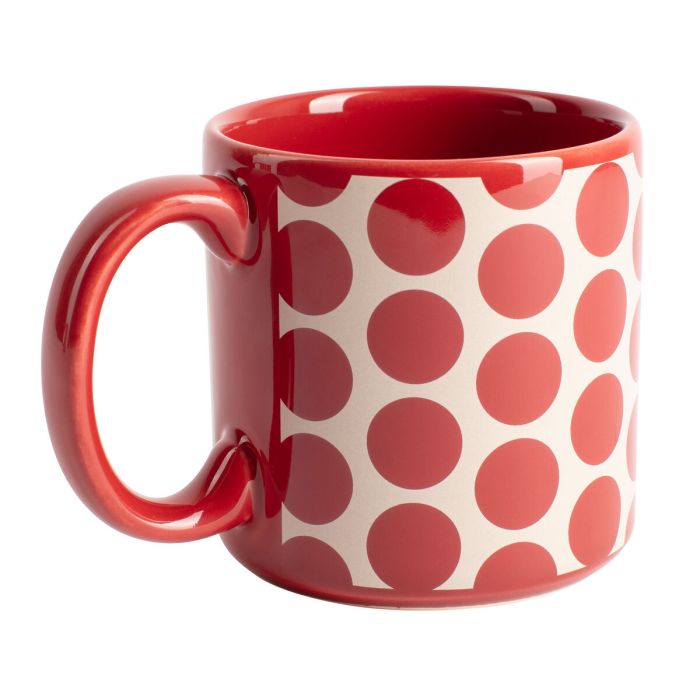 Juego de Tazas Benetton Rojo Gres Topos 4 Piezas 7