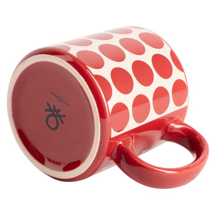 Juego de Tazas Benetton Rojo Gres Topos 4 Piezas 5