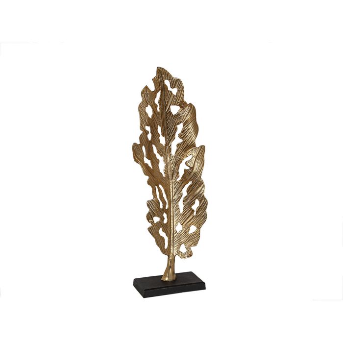 Escultura Romimex Negro Dorado Aluminio Madera MDF 32 x 89 x 14 cm Hoja de planta