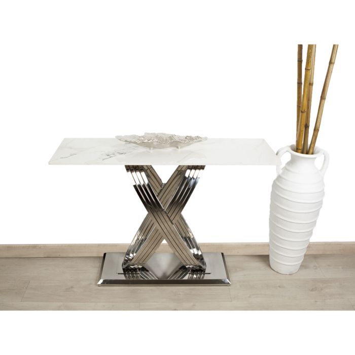 Mesa Romimex Blanco Plateado Acero Inoxidable Mármol sintético 180 x 75 x 90 cm 4