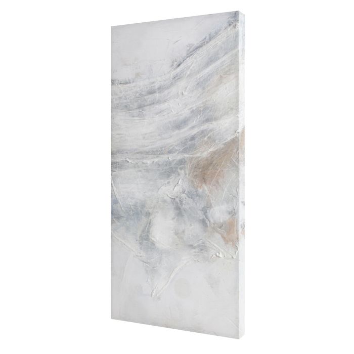 Cuadro Óleo Romimex Blanco Beige Gris Lienzo Abstracto 60 x 120 x 4 cm 2