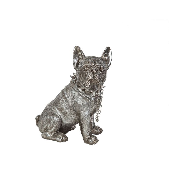 Figura Decorativa Romimex Plateado Resina Perro 24 x 29 x 17 cm