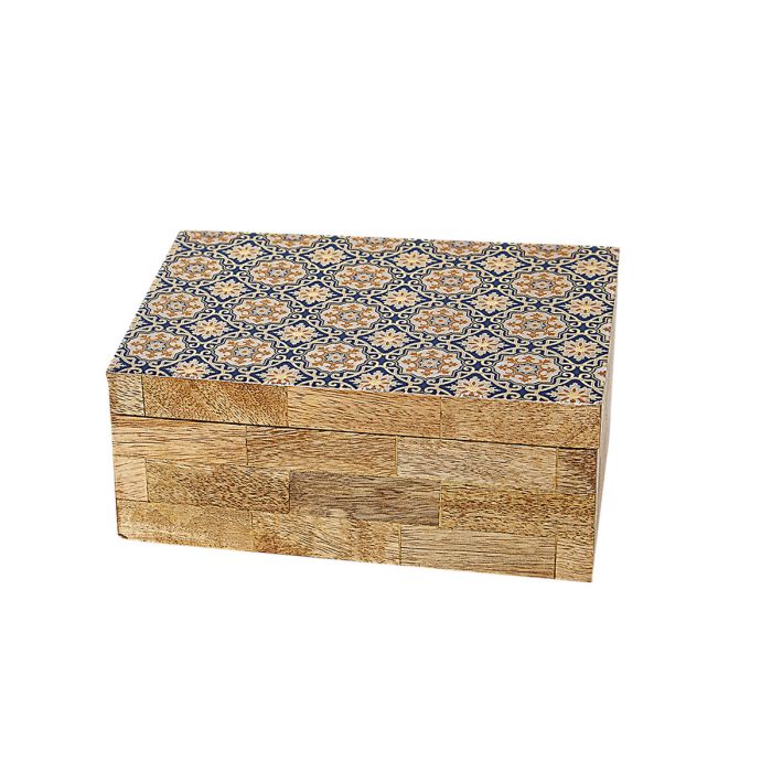 Caja Decorativa Romimex Marrón Beige Resina Madera MDF 18 x 8 x 13 cm